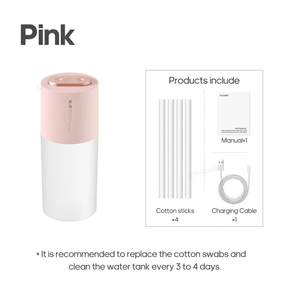 KINSCOTER Ultrasonic Air Humidifier 300ml 2000mAh Battery USB Sprayer Diffuser Releases Smooth Water Mists for Home Office Quick Pick Grocers
